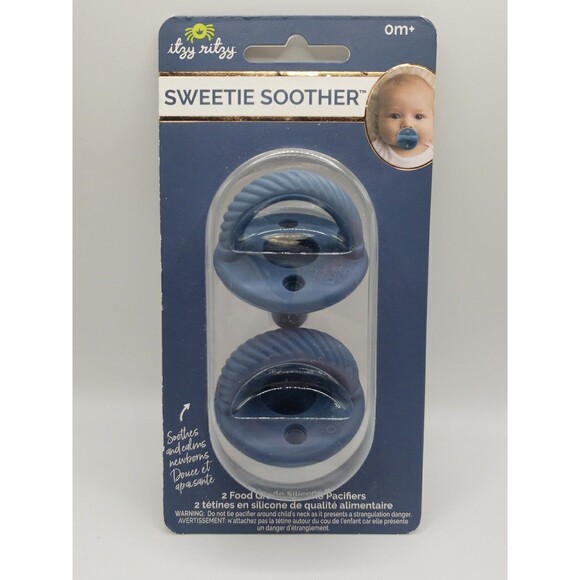 Itzy Ritzy 0m+ Sweetie Soother -  Silicone Pacifiers 2pk Navy Blue - Picture 1 of 4